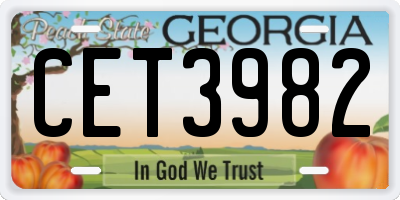 GA license plate CET3982
