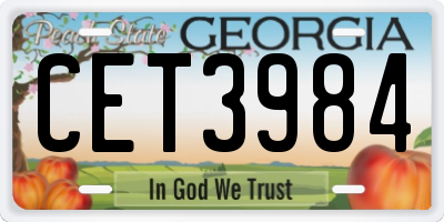 GA license plate CET3984