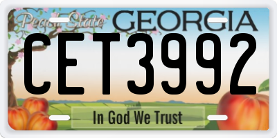 GA license plate CET3992