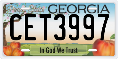 GA license plate CET3997