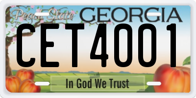 GA license plate CET4001