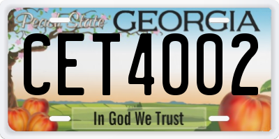 GA license plate CET4002