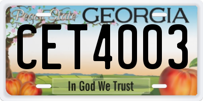 GA license plate CET4003