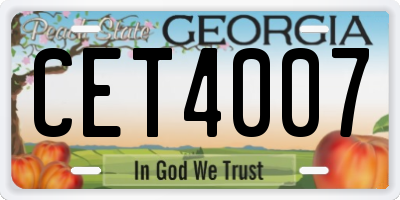 GA license plate CET4007
