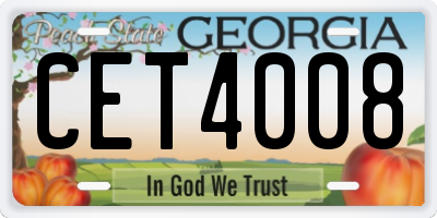 GA license plate CET4008