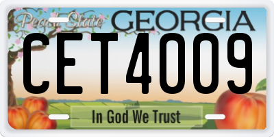 GA license plate CET4009