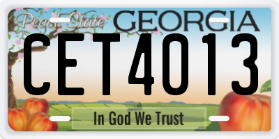 GA license plate CET4013