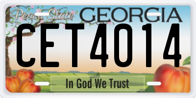GA license plate CET4014
