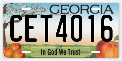 GA license plate CET4016