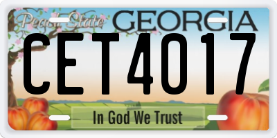 GA license plate CET4017