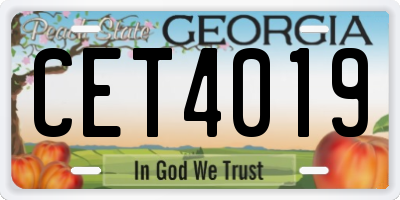 GA license plate CET4019
