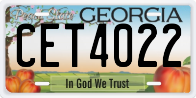 GA license plate CET4022