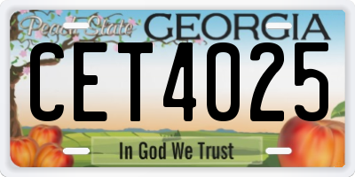 GA license plate CET4025