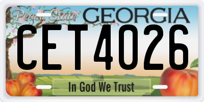 GA license plate CET4026