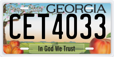 GA license plate CET4033