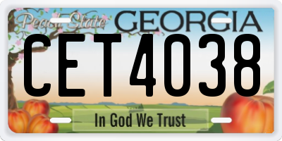 GA license plate CET4038