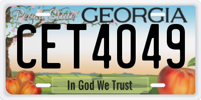 GA license plate CET4049