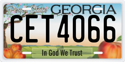 GA license plate CET4066