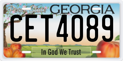 GA license plate CET4089