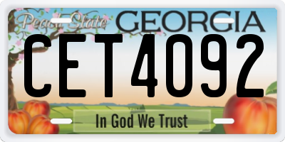 GA license plate CET4092