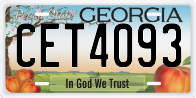GA license plate CET4093