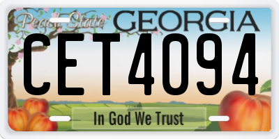 GA license plate CET4094