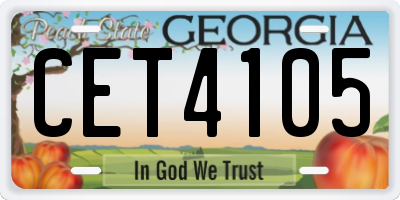 GA license plate CET4105