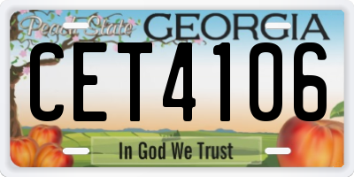 GA license plate CET4106