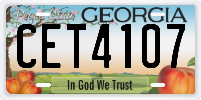 GA license plate CET4107