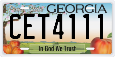 GA license plate CET4111