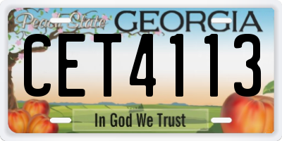 GA license plate CET4113