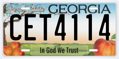 GA license plate CET4114
