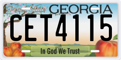 GA license plate CET4115
