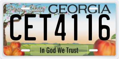 GA license plate CET4116