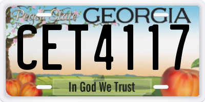 GA license plate CET4117