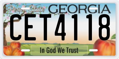 GA license plate CET4118