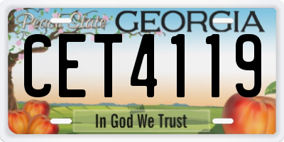 GA license plate CET4119
