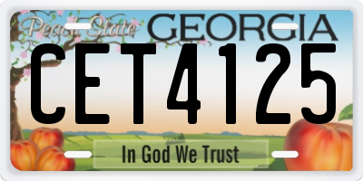 GA license plate CET4125
