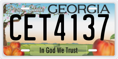 GA license plate CET4137