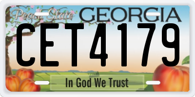 GA license plate CET4179