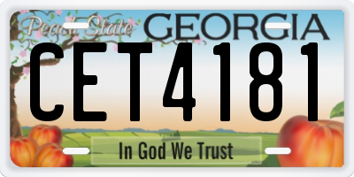 GA license plate CET4181