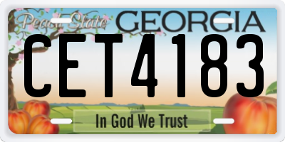 GA license plate CET4183