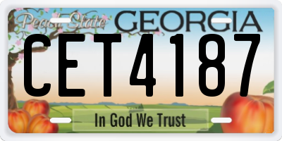 GA license plate CET4187