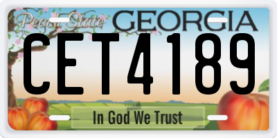 GA license plate CET4189