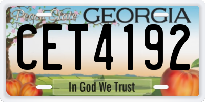 GA license plate CET4192