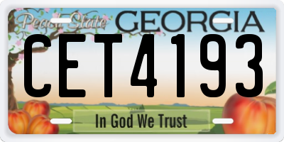GA license plate CET4193