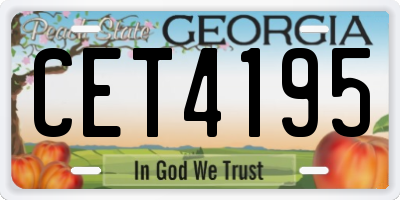 GA license plate CET4195