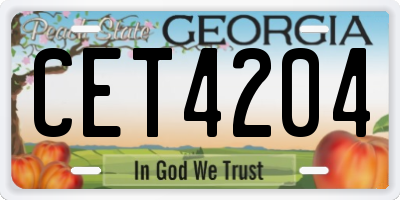 GA license plate CET4204
