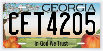 GA license plate CET4205