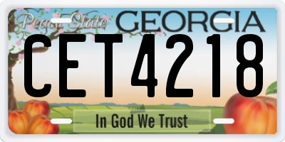 GA license plate CET4218